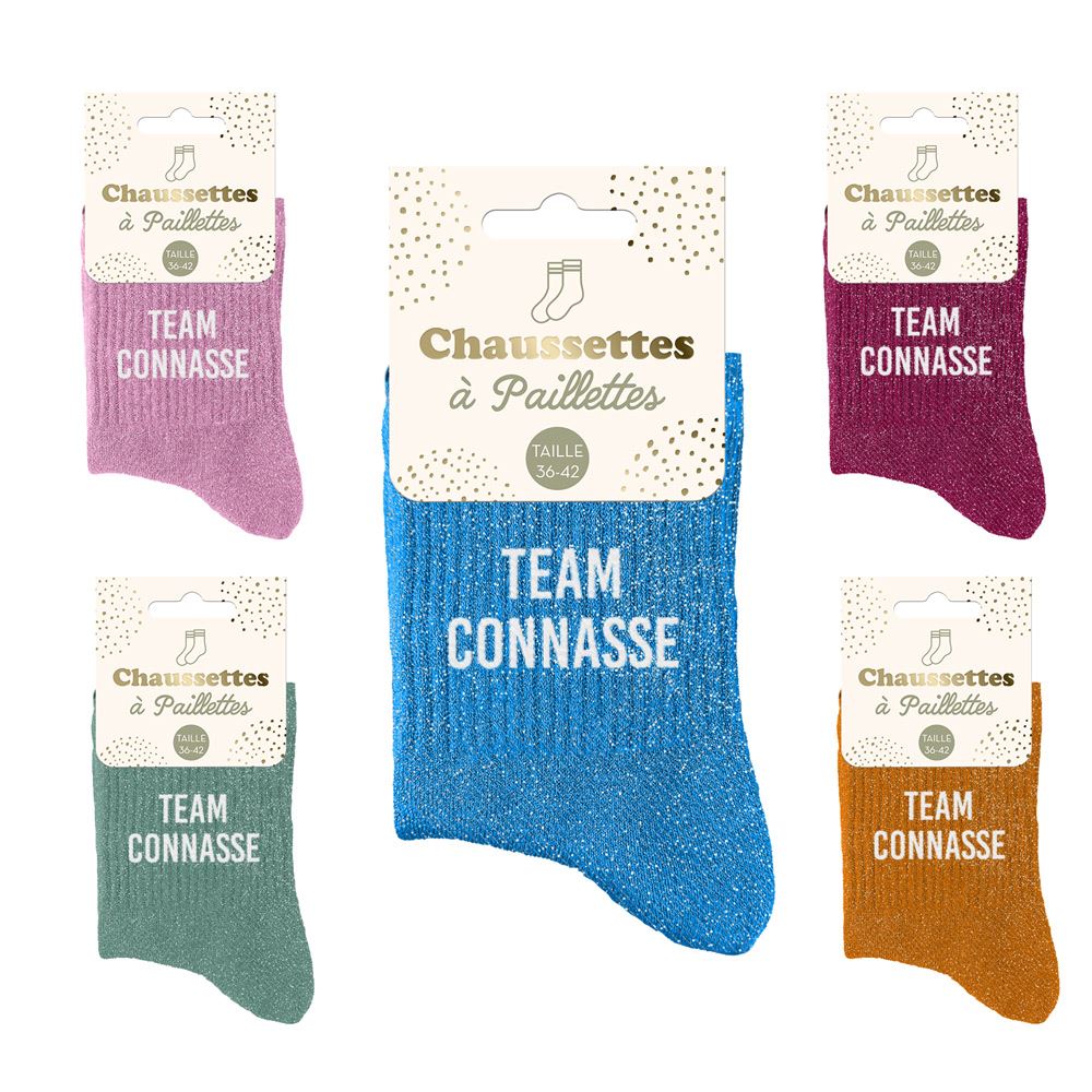 Chaussettes paillettes team connasse 5mods /15pcs