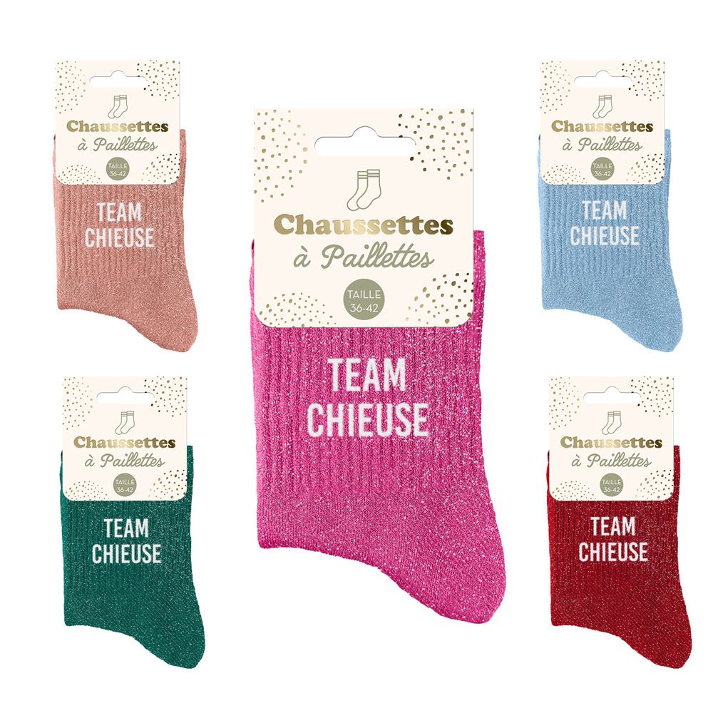 Chaussettes paillettes team chieuse 5mods /15pcs
