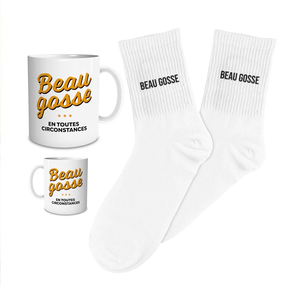 Coffret mug chaussettes homme beau gosse