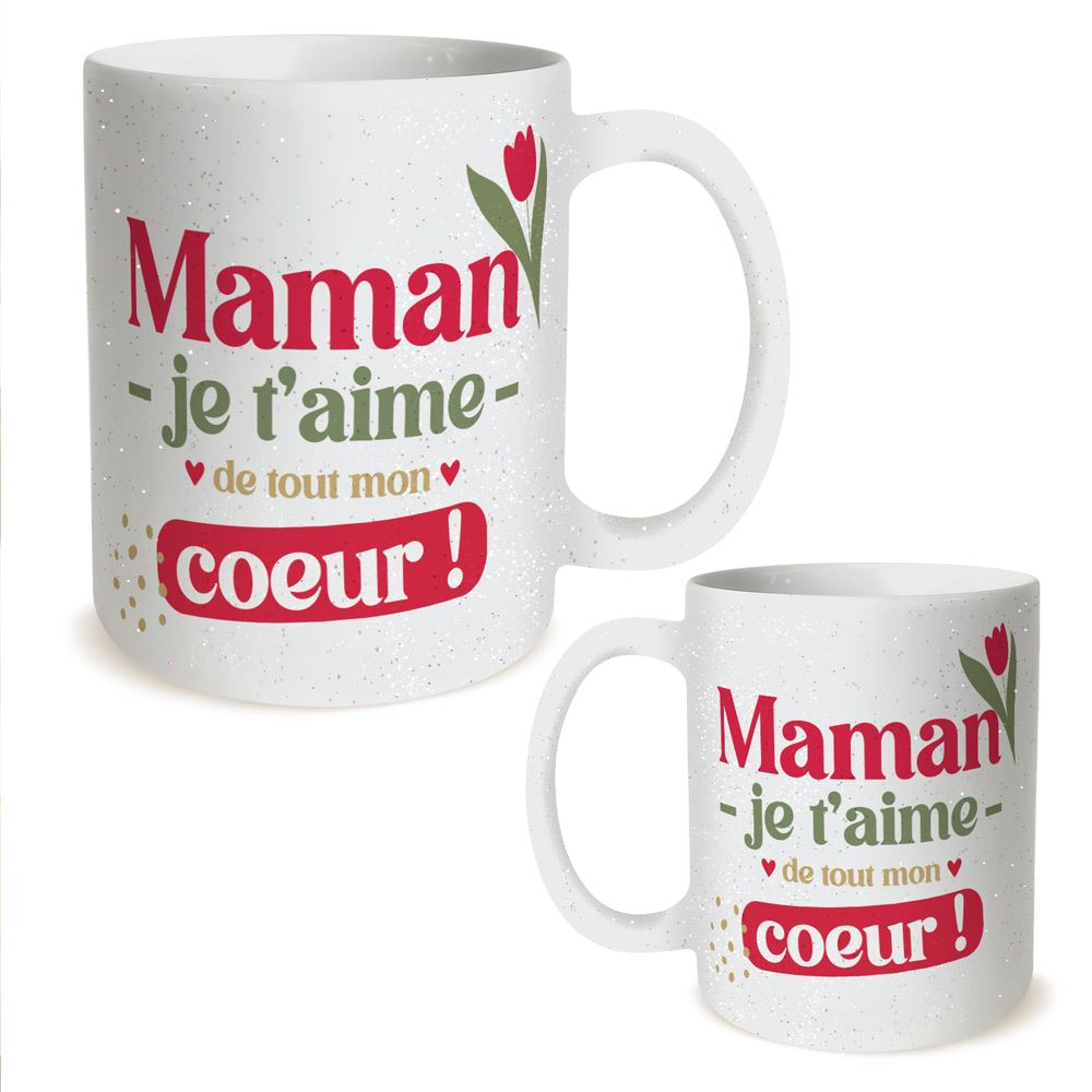 Mug paillettes maman je t aime