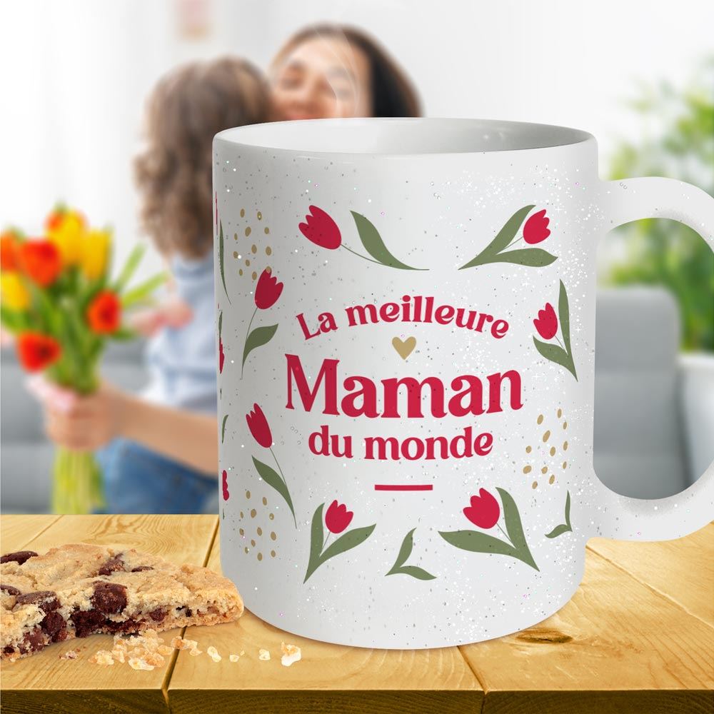 Mug paillettes meilleure maman