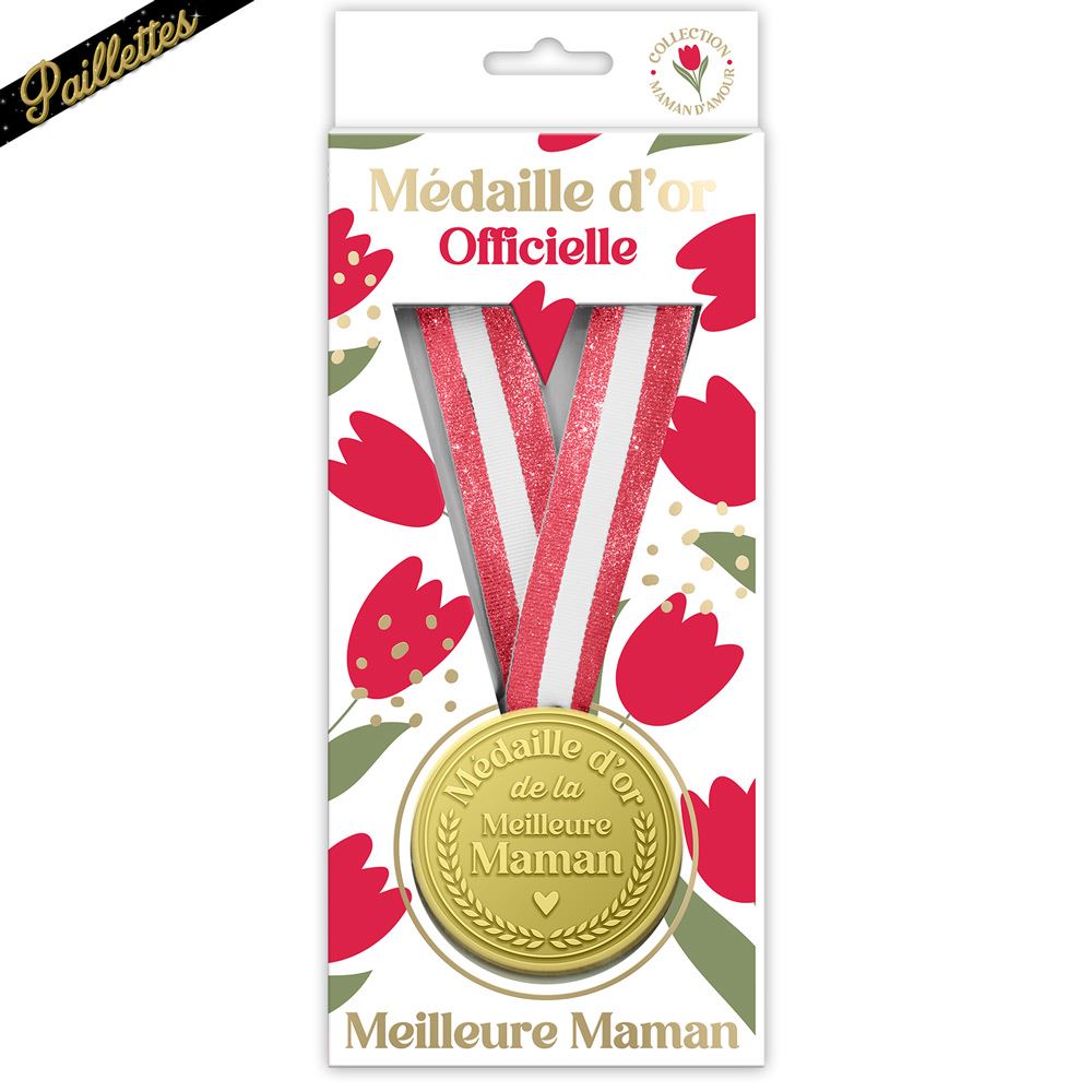 Medaille d or a paillettes meilleure maman