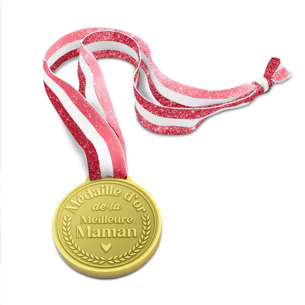 Medaille d or a paillettes meilleure maman