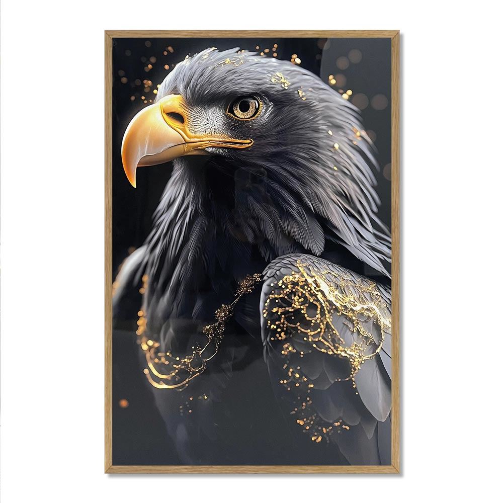 Toile effet laquee cadre en bois 40x60cm aigle