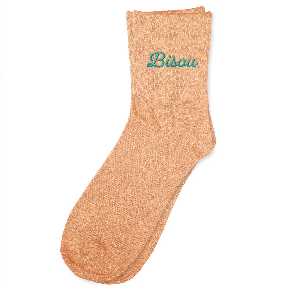 Chaussettes paillettes brodees bisou