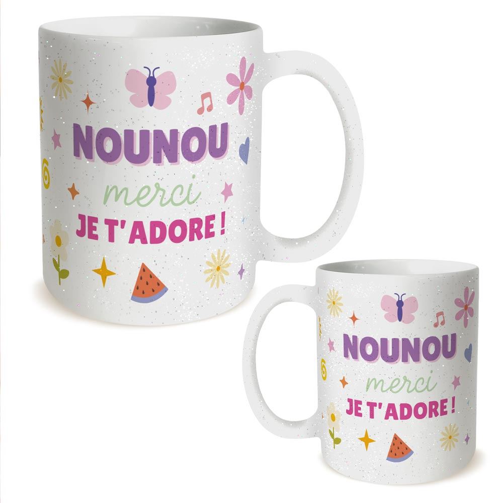 Mug a paillettes nounou merci je t adore