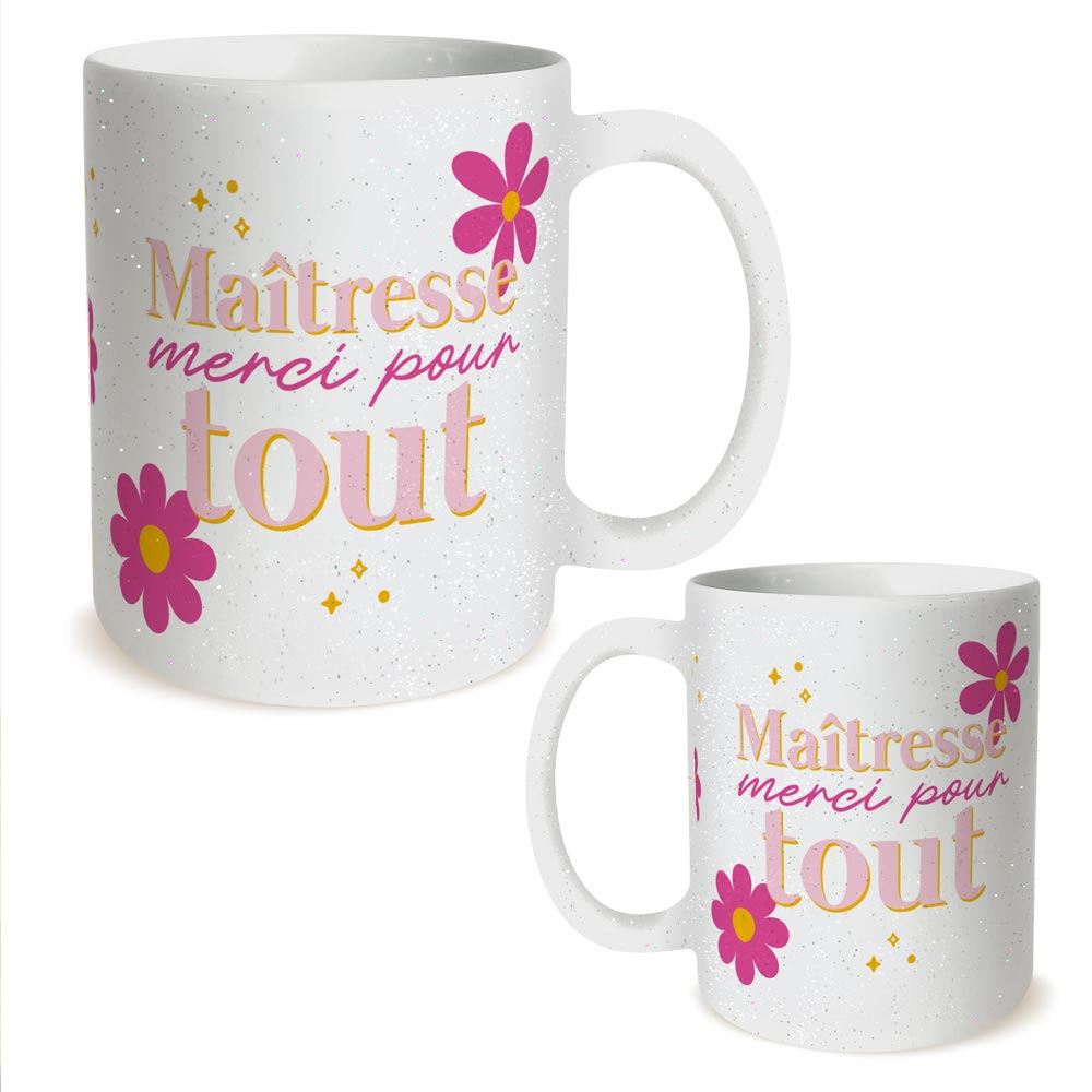 Mug paillettes maitresse merci pour tout