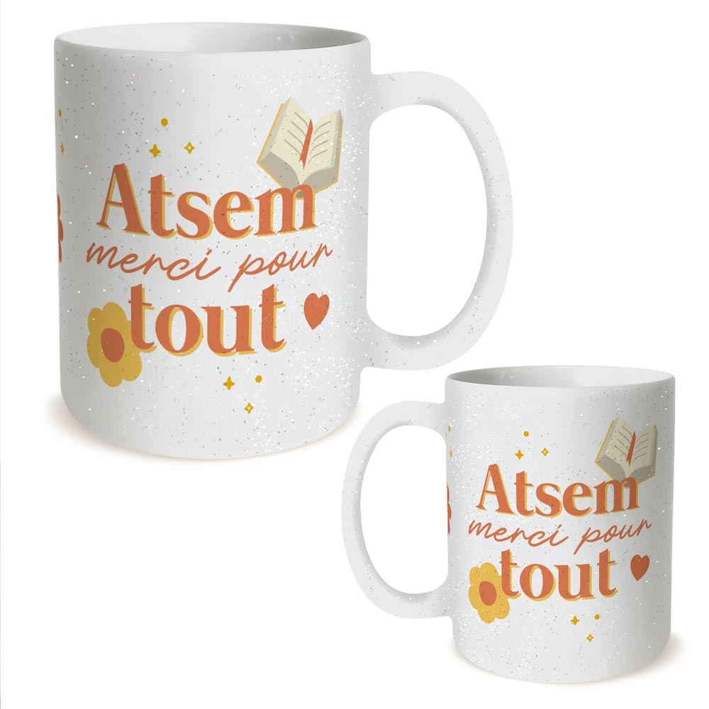 Mug paillettes atsem merci pour tout