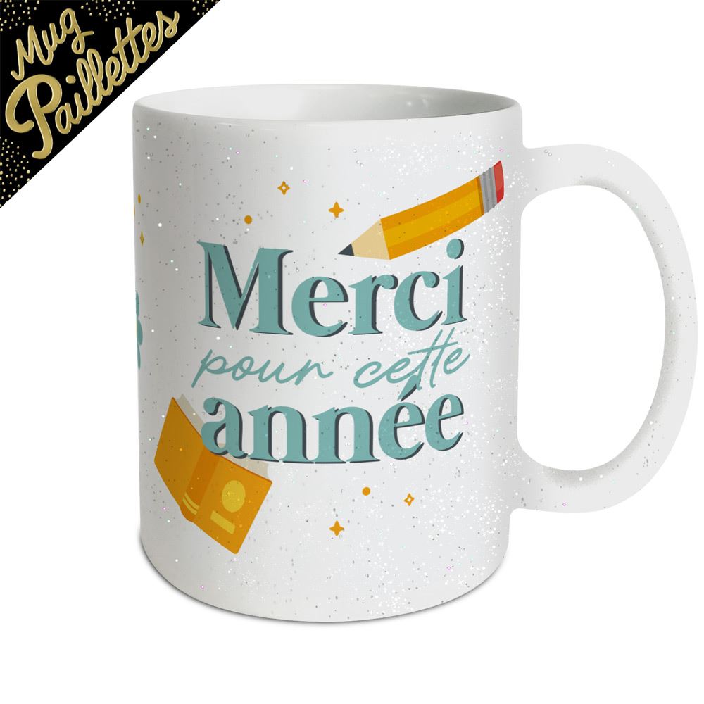 Mug paillettes merci pour cette annee