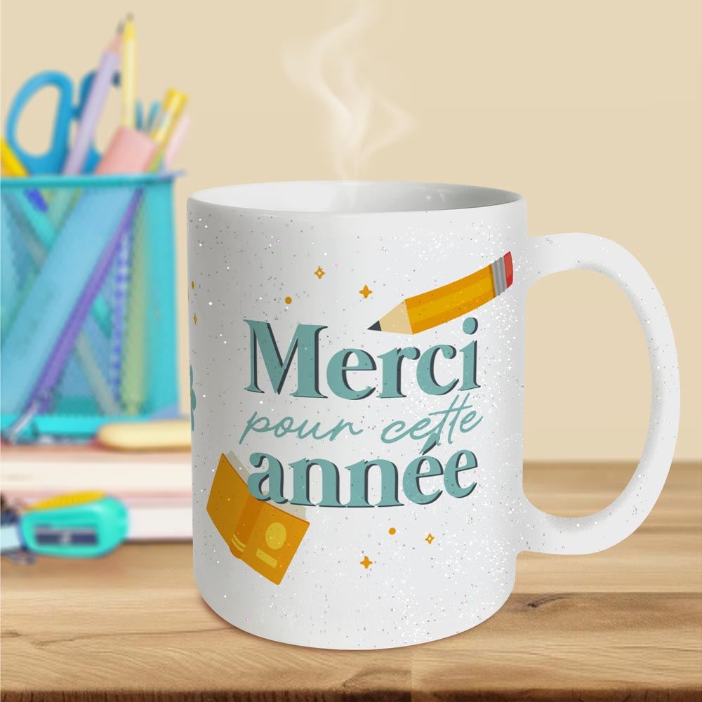 Mug paillettes merci pour cette annee