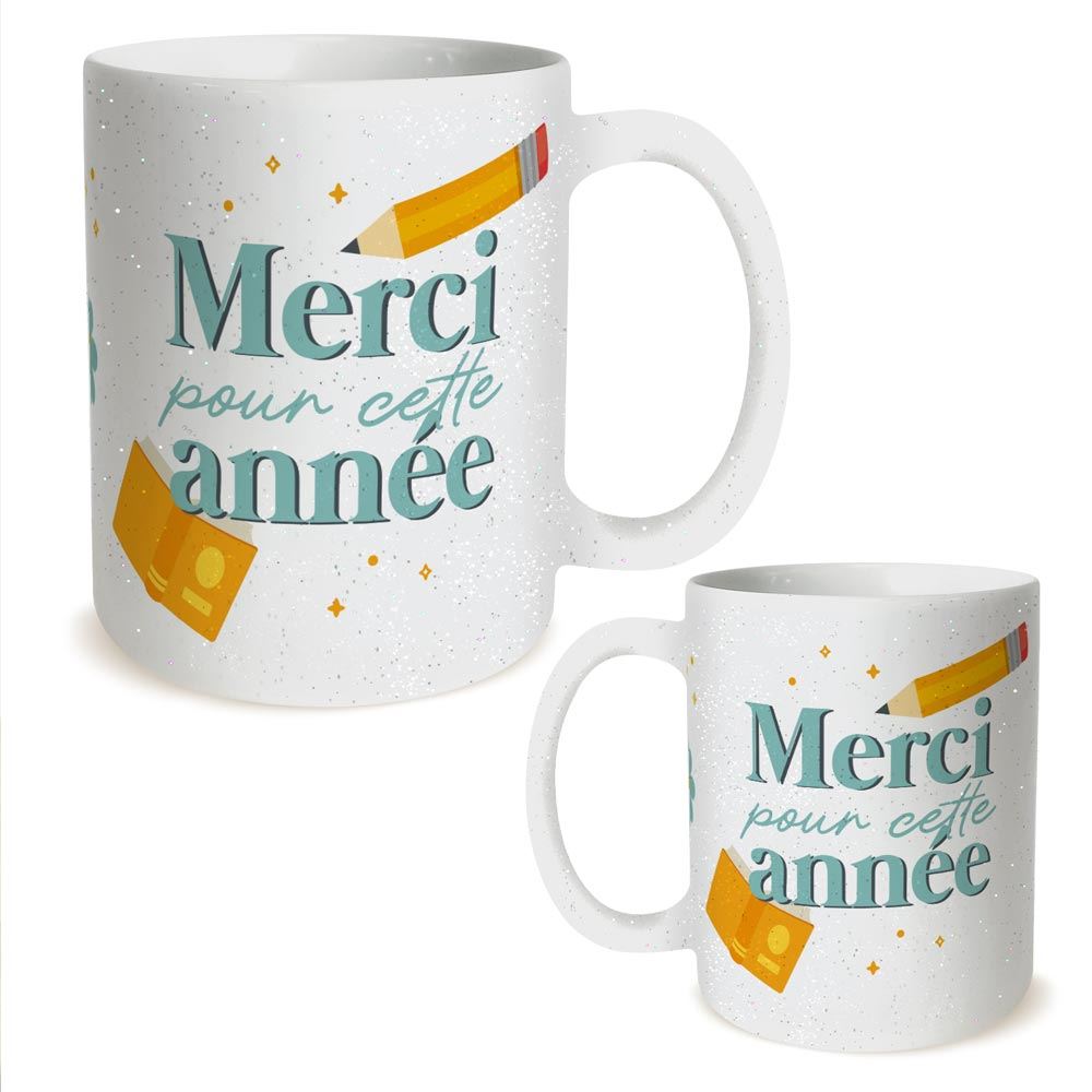 Mug paillettes merci pour cette annee