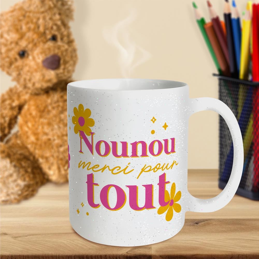 Mug paillettes nounou merci pour tout
