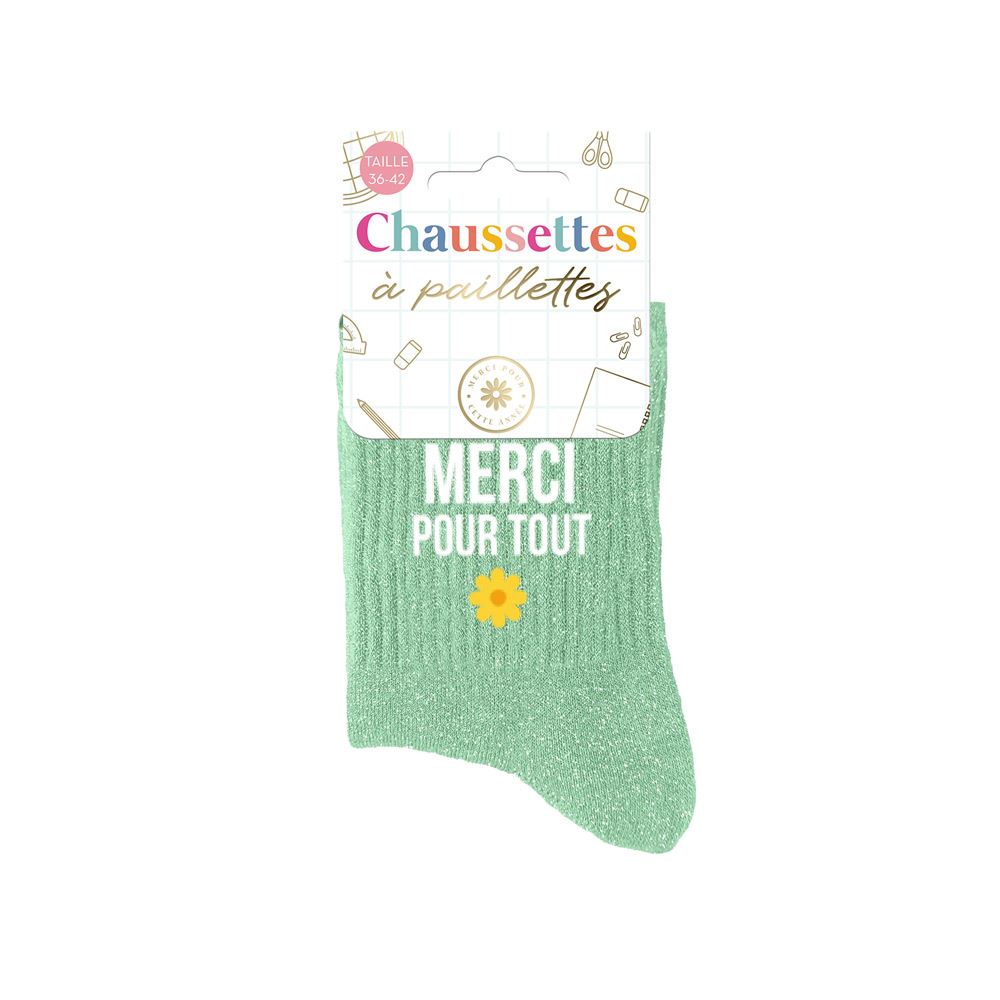 Chaussettes paillettes merci pour tout
