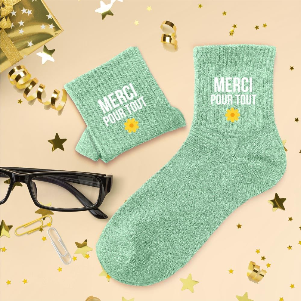 Chaussettes paillettes merci pour tout

