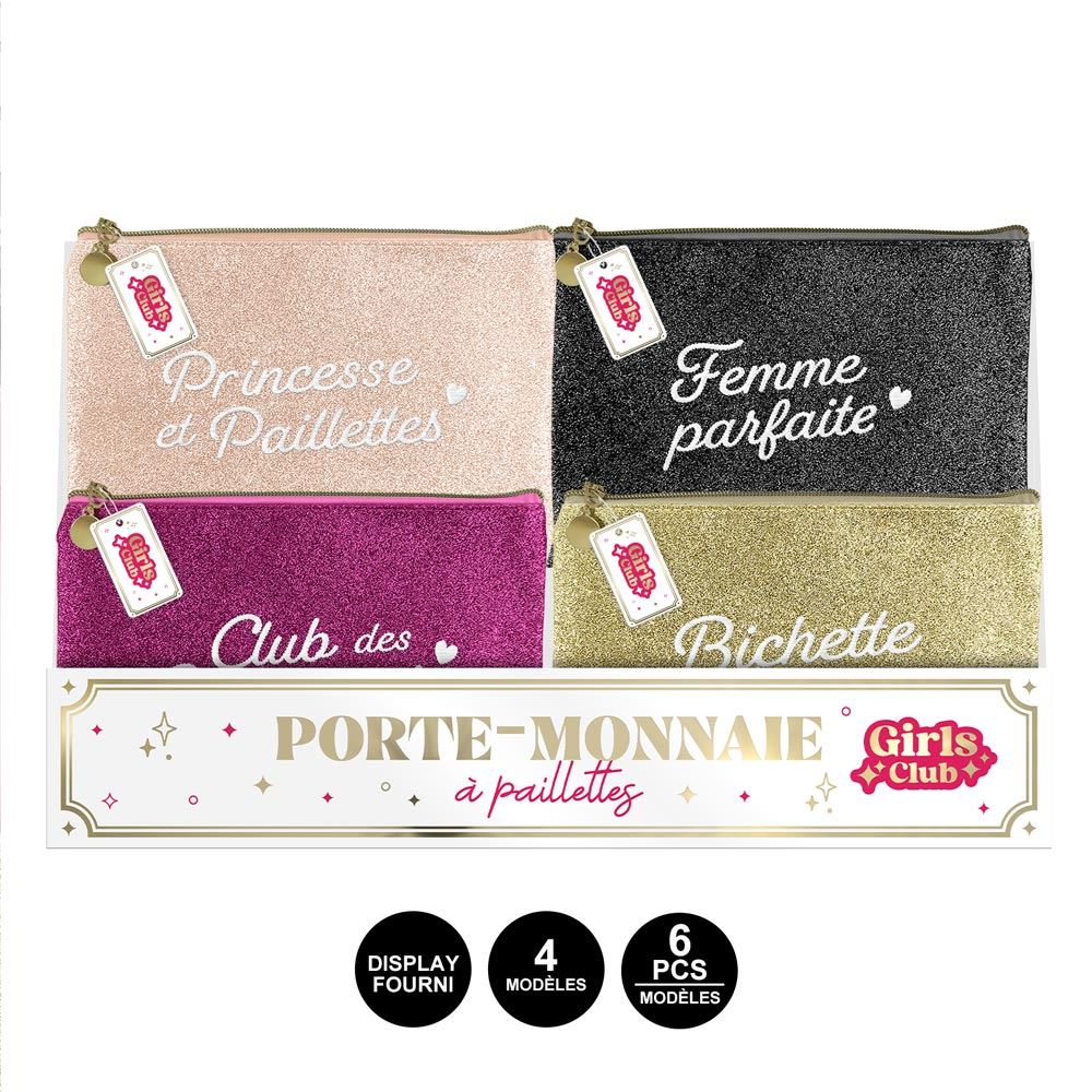 Display porte-monnaie a paillettes brodees 4mods

