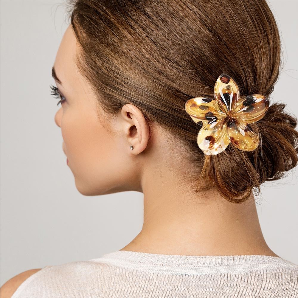 Display pince cheveux fleurs paillettes leopard