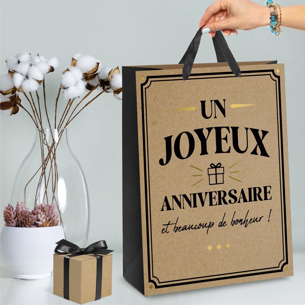 Pochette cadeau anniversaire kraft gm

