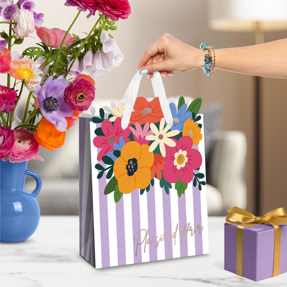 Pochette cadeau plaisir d offrir fleurs mm
