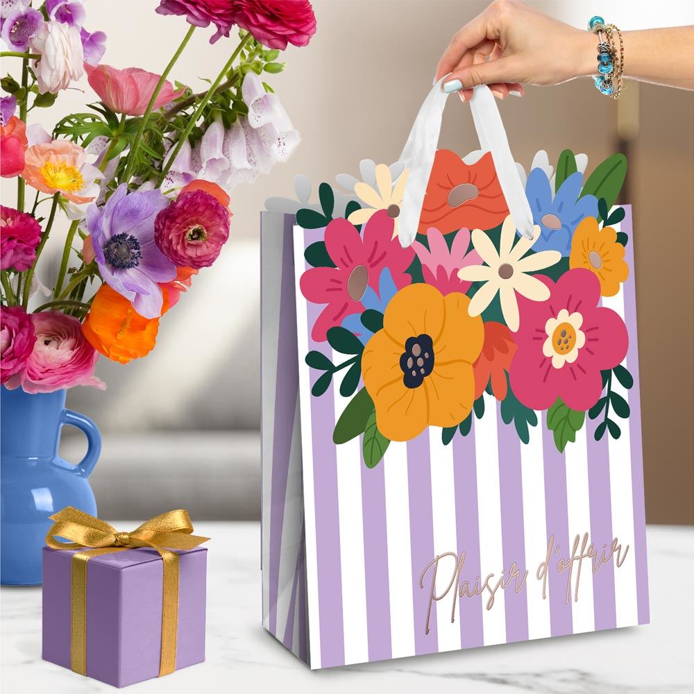 Pochette cadeau plaisir d offrir fleurs gm
