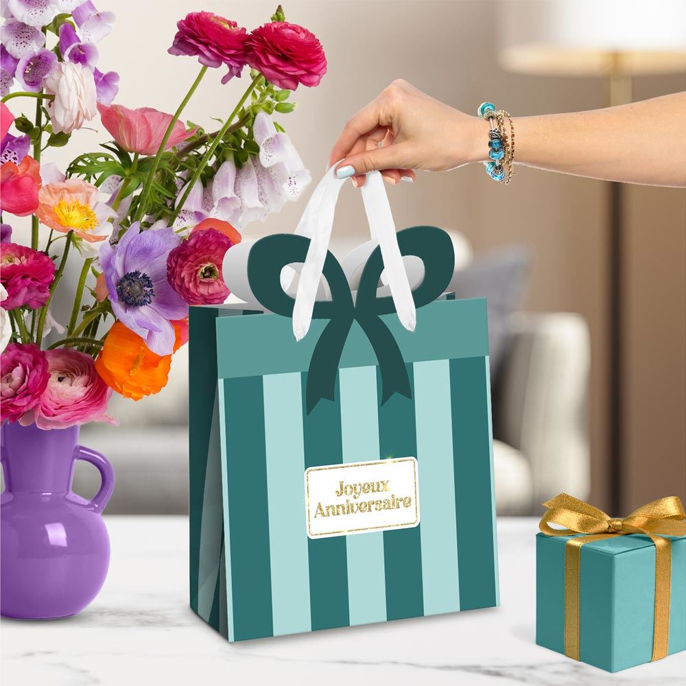 Pochette cadeau anniversaire nŒud mm
