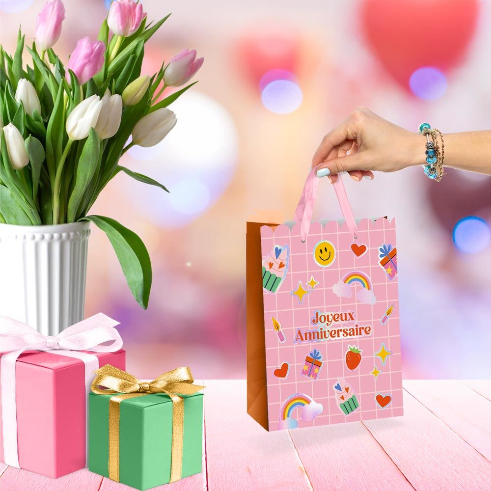 Pochette cadeau anniversaire feston pm
