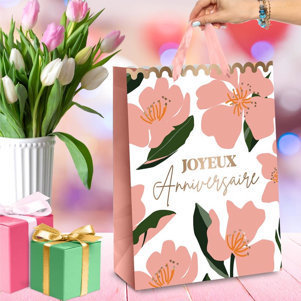 Pochette cadeau anniversaire fleur gm
