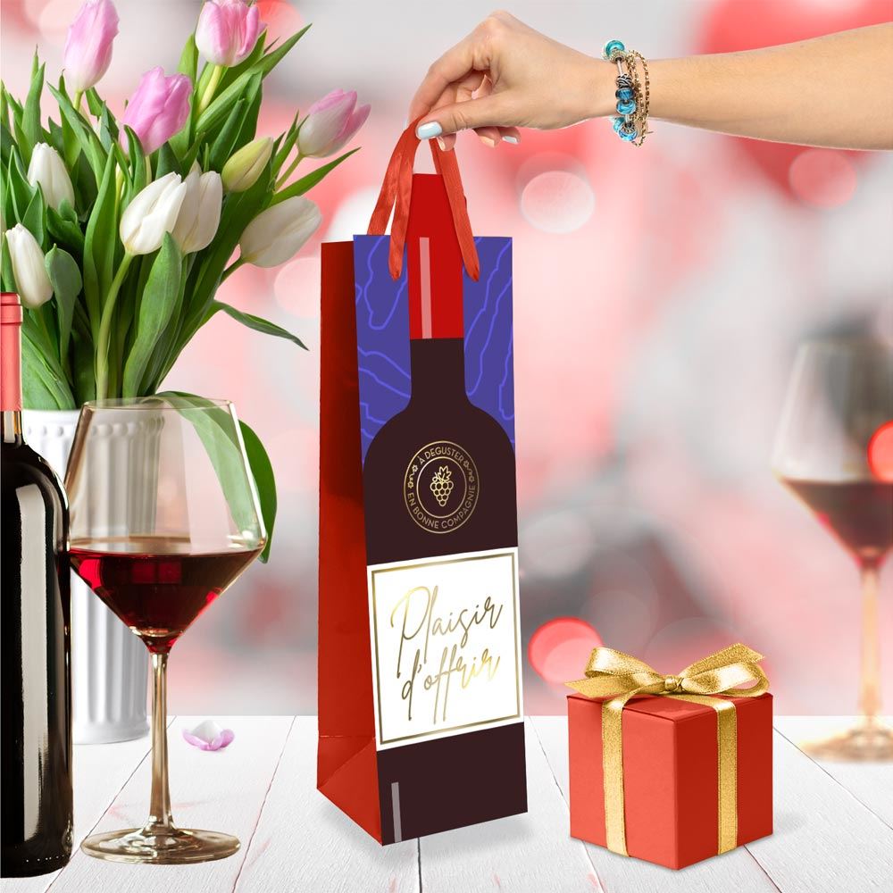 Pochette cadeau vin plaisir d offrir forme
