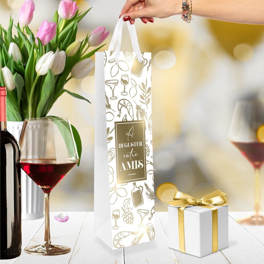 Pochette cadeau vin a deguster entre amis
