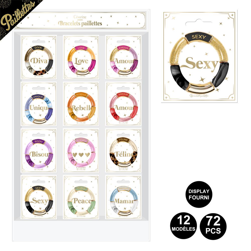 Display bracelets paillettes 12mods /72pcs