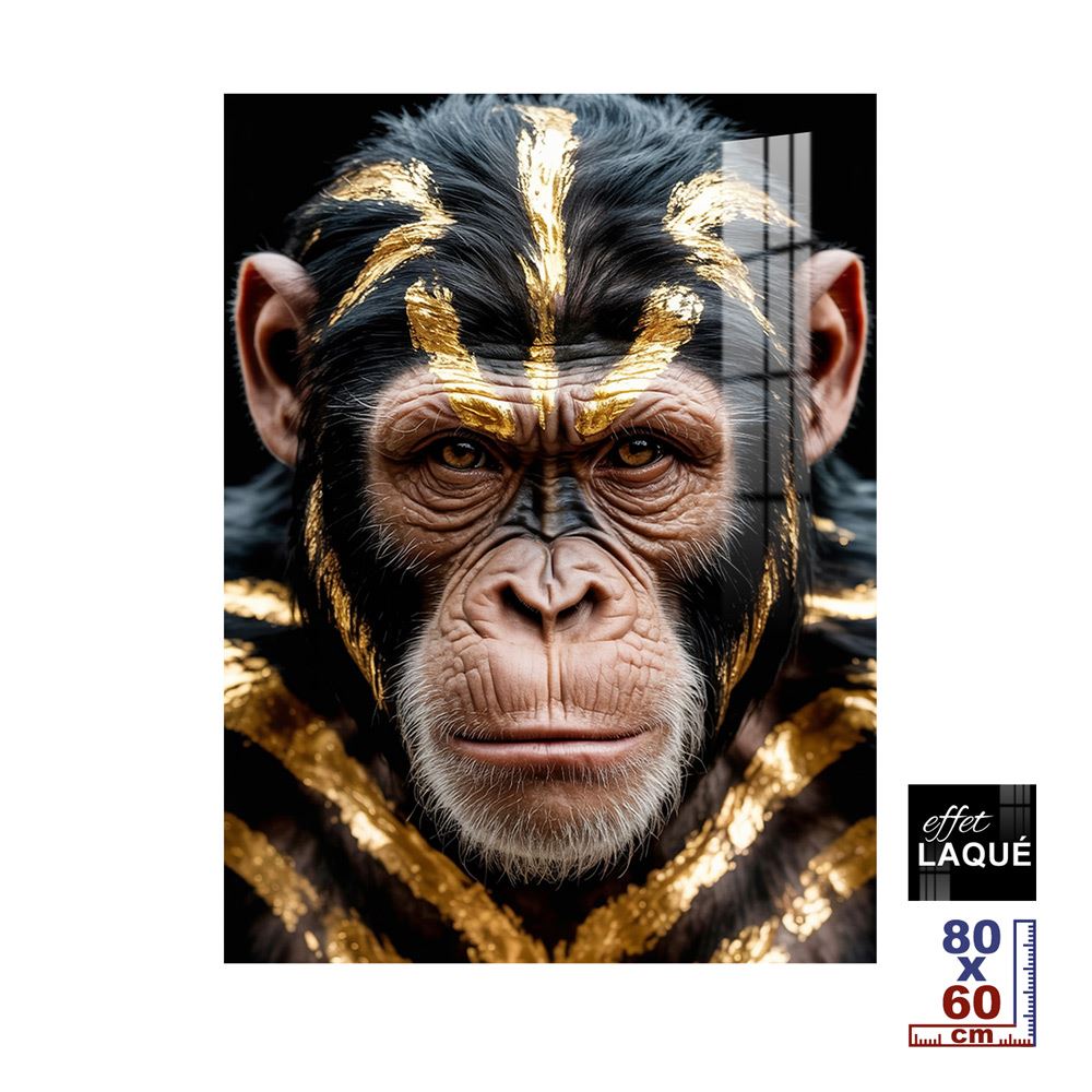 Toile effet laquee singe 80x60cm
