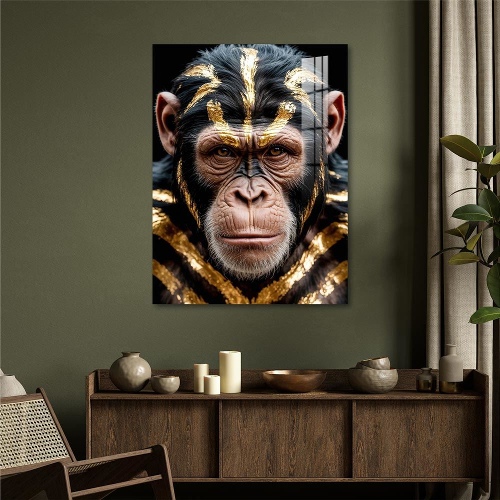 Toile effet laquee singe 80x60cm
