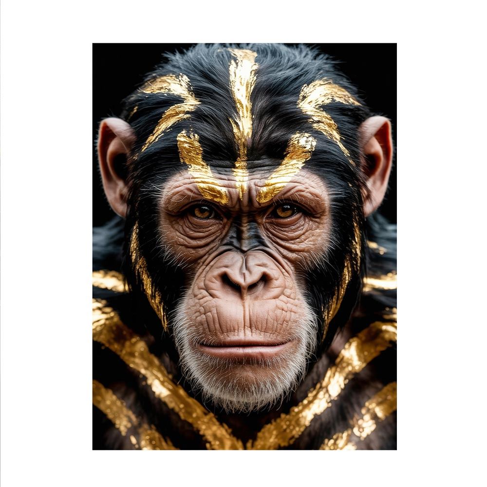 Toile effet laquee singe 80x60cm
