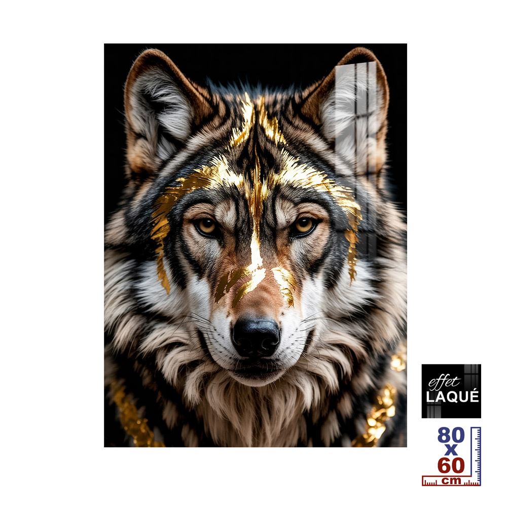 Toile effet laque loup 80x60cm