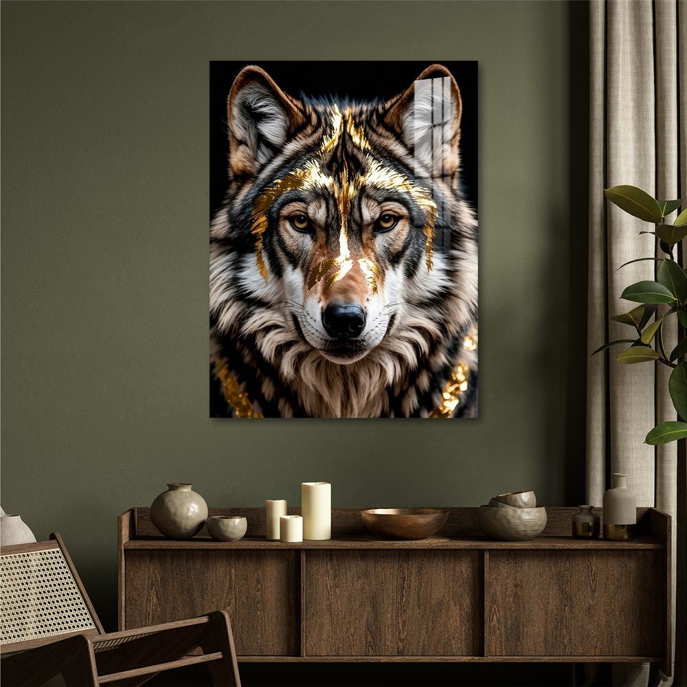 Toile effet laque loup 80x60cm