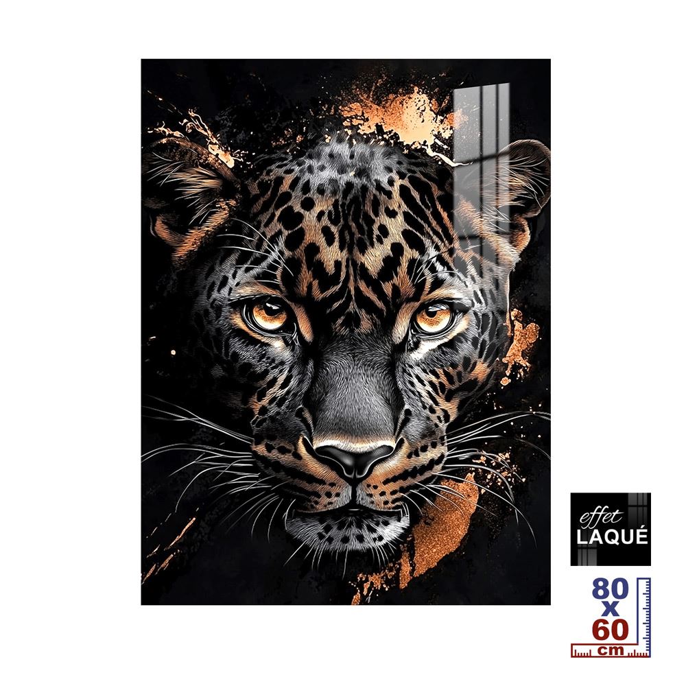 Toile effet laquee leopard 80x60cm
