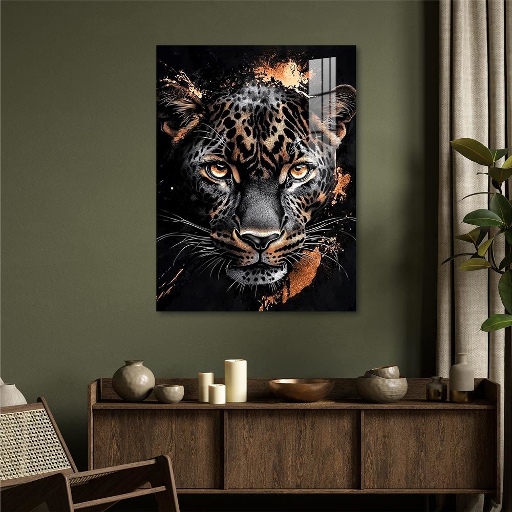 Toile effet laquee leopard 80x60cm
