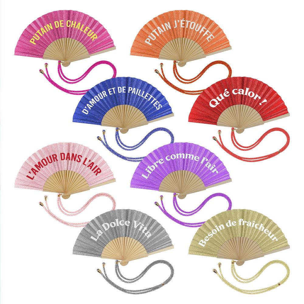 Display eventails paillettes textes 8mods /32pcs