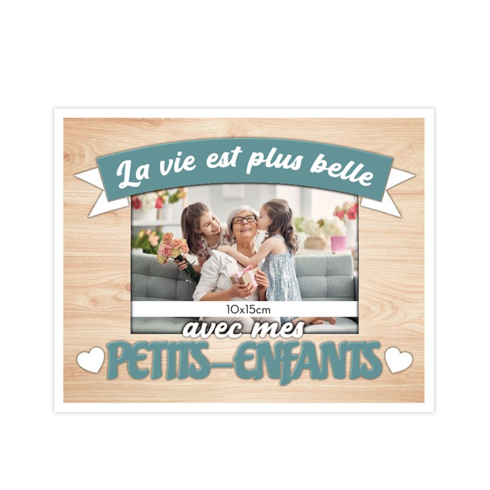 Cadre photo bois relief "petits-enfants"
