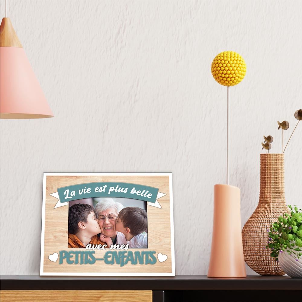 Cadre photo bois relief "petits-enfants"
