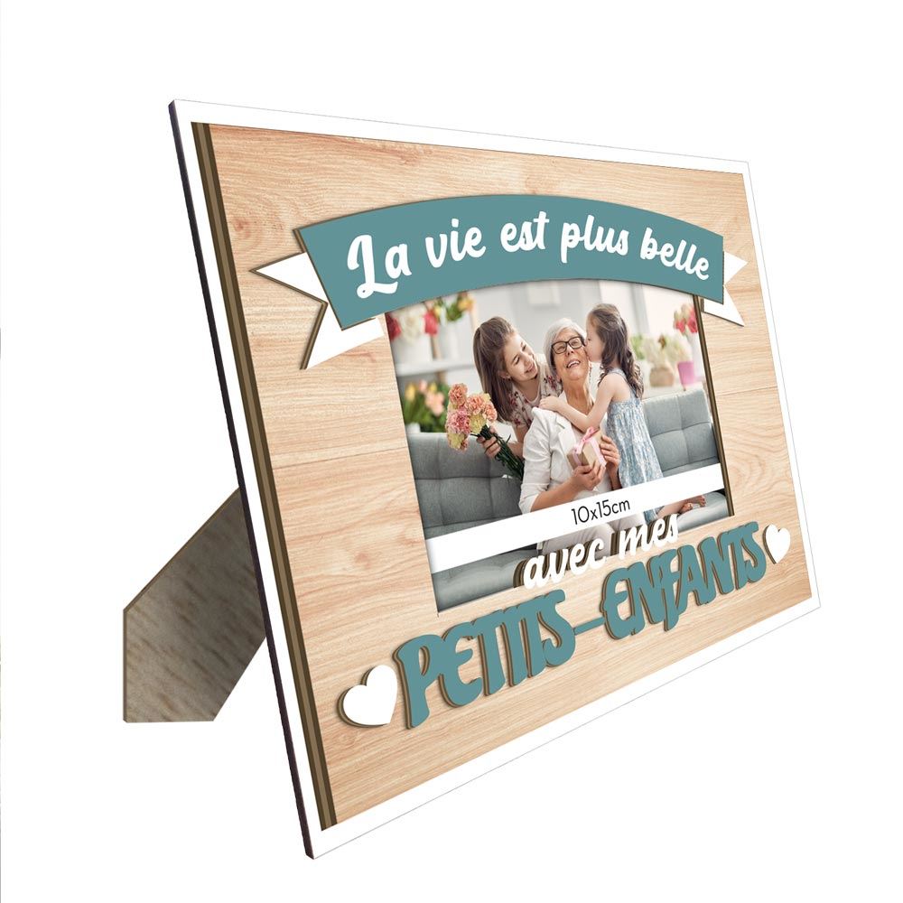 Cadre photo bois relief "petits-enfants"
