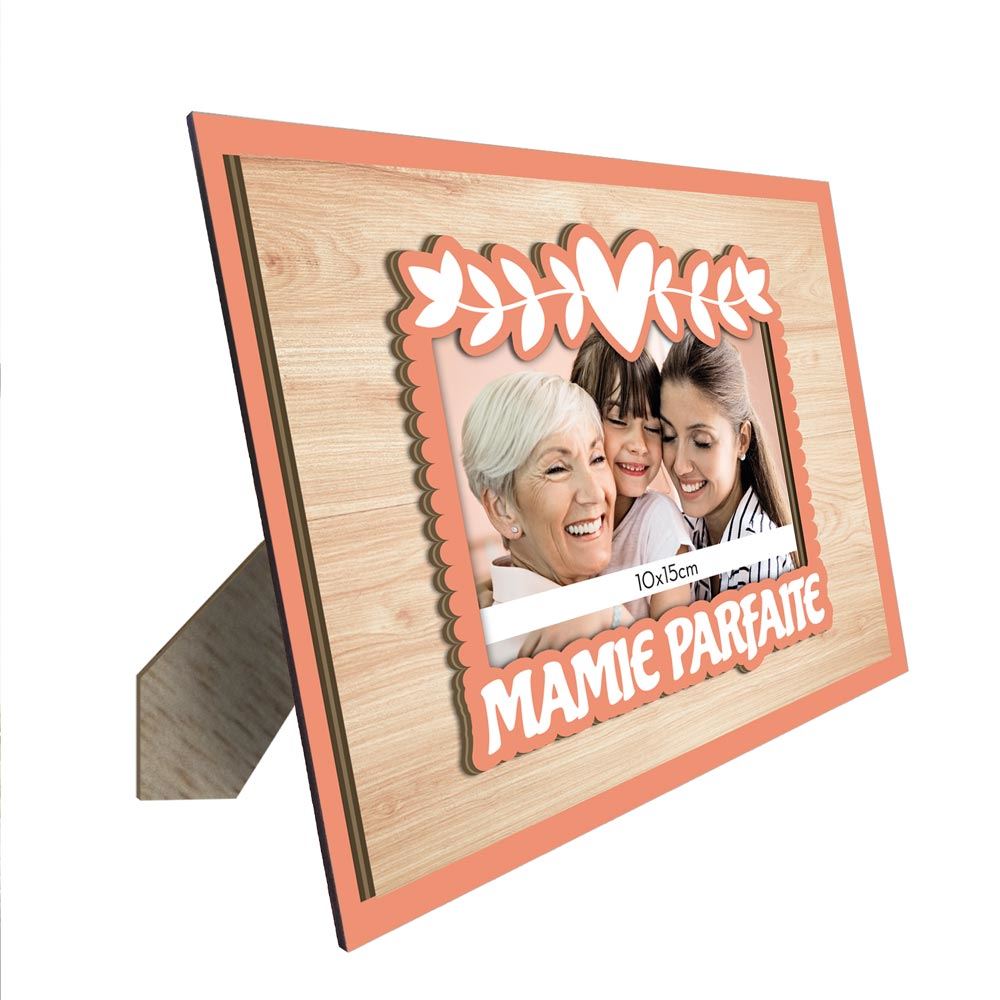 Cadre photo bois relief "mamie parfaite"