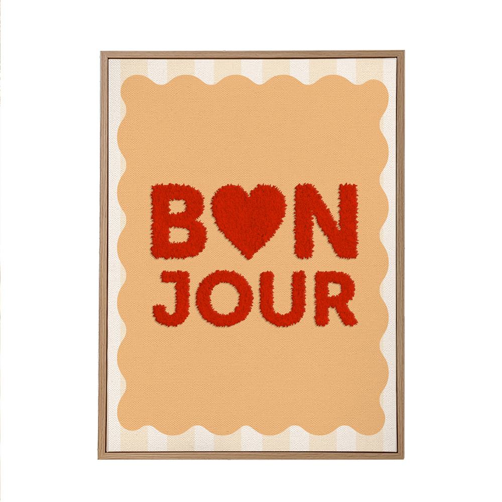 Toile tuftee bonjour