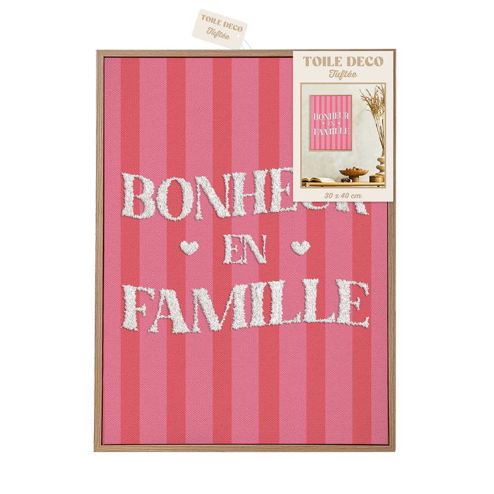 Toile tuftee bonheur en famille