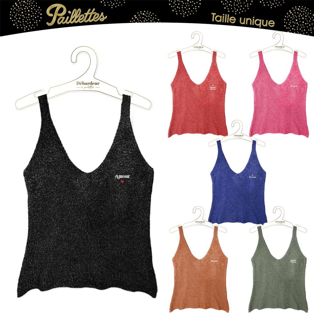 Debardeurs paillettes brodes 6mods /24pcs
