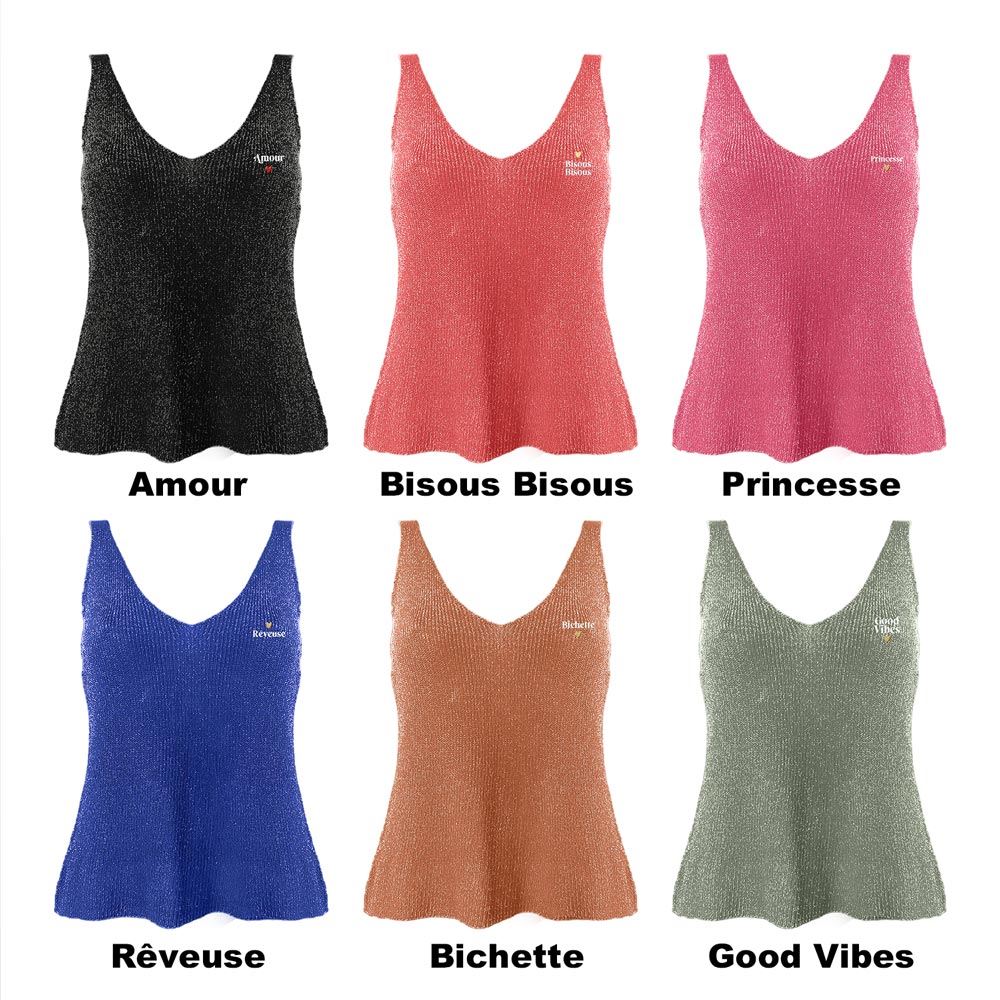 Debardeurs paillettes brodes 6mods /24pcs