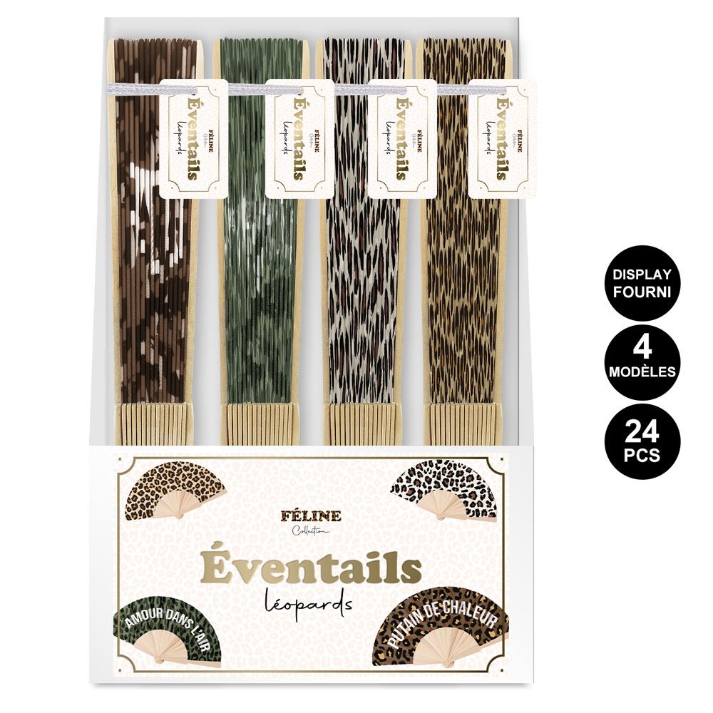 Display eventails leopard 4mods /24pcs