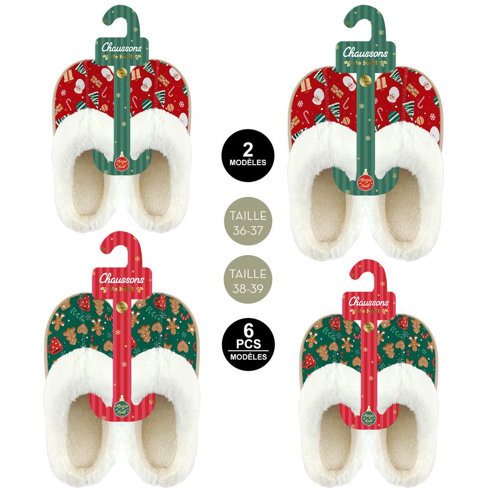Chaussons de noel ass t36-37/38-39 2mods /12pcs