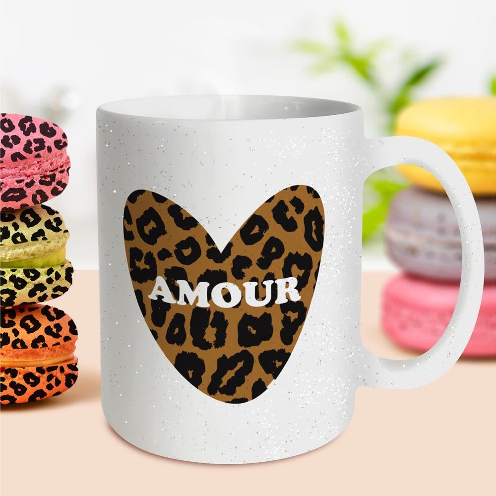 Mug a paillettes leopard amour