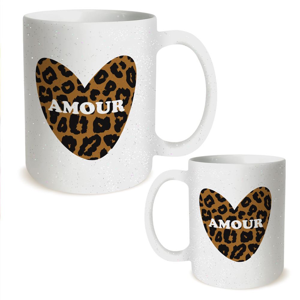 Mug a paillettes leopard amour