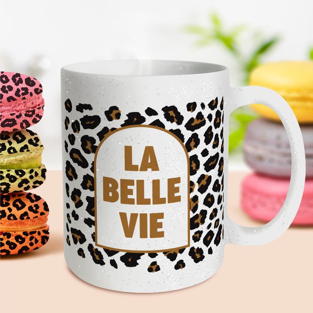 Mug a paillettes leopard la belle vie